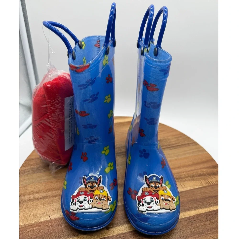 Paw Patrol Kids Rain Boots Size 10 and 2 Baseball Caps Hat Bundle  ‎ 0367